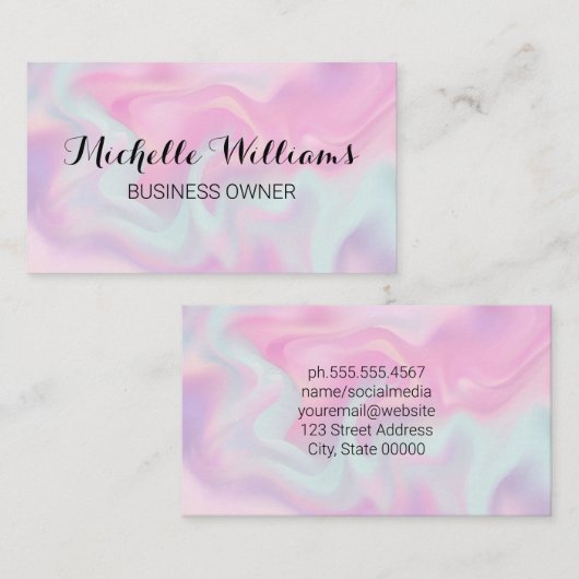Pastel Liquid Background Visitenkarte (Vorne/Hinten)