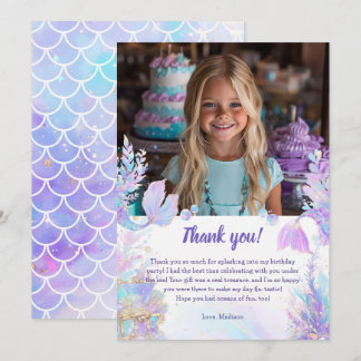 Pastel Little Mermaid Geburtstag Danke Karte