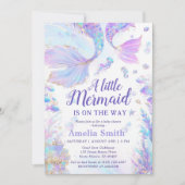 Pastel Little Mermaid Kinderdusche Einladung (Vorderseite)