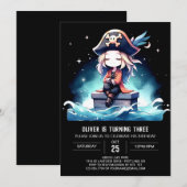 Pastel Little Pirate Geburtstag Einladung (Vorne/Hinten)