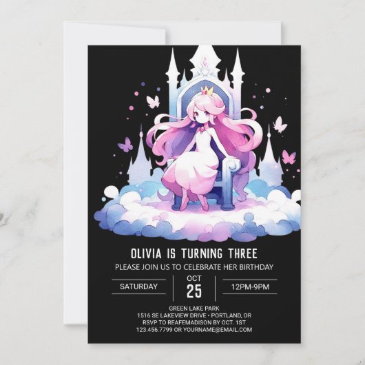 Pastel Little Princess Geburtstag Einladung (Vorderseite)