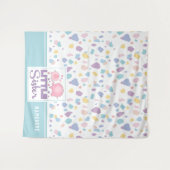Pastel Little Sister Elephant farbenfrohe Muster Wandteppich (Vorderseite (Horizontal))