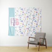 Pastel Little Sister Elephant farbenfrohe Muster Wandteppich (Beispiel (Horizontal))