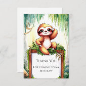 Pastel Little Sloth Birthday Dankeskarte (Vorne/Hinten)