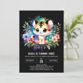 Pastel Little Tiger Geburtstag Einladung (Stehend Vorderseite)