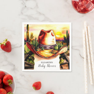 Pastel Little Western Cowboy Babydusche Serviette