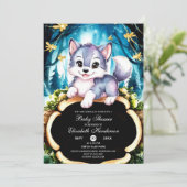 Pastel Little Wolf Baby Shower Einladung (Stehend Vorderseite)