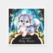 Pastel Little Wolf Baby Shower Serviette (Vorderseite)