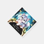 Pastel Little Wolf Baby Shower Serviette (Ecke)