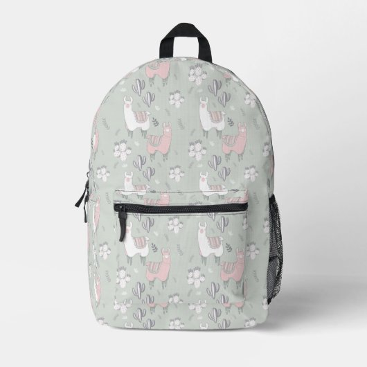 Pastel Llama Pattern Bedruckter Rucksack (Vorderseite)
