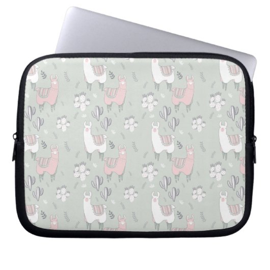 Pastel Llama Pattern Laptopschutzhülle (Vorderseite)
