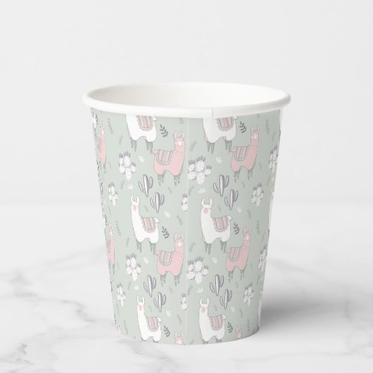 Pastel Llama Pattern Pappbecher (Rechts)