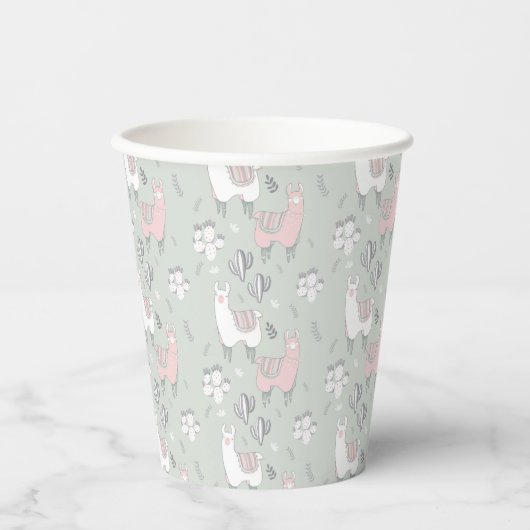 Pastel Llama Pattern Pappbecher (Vorderseite)