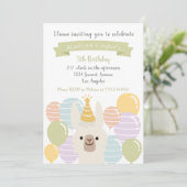 Pastel Llama und Balloons Geburtstag Einladung (Stehend Vorderseite)