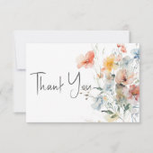 Pastel Loose Wildblumen Moderne Hochzeit Dankeskarte (Vorderseite)