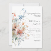Pastel Loose Wildblumen Moderne Hochzeit Einladung (Vorderseite)
