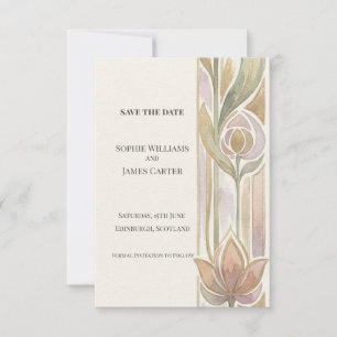 Pastel Lotus Art Nouveau Save-The-Date-Karte Save The Date