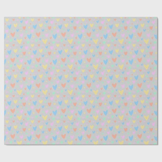 Pastel love Heart Pattern Gift Wrap Geschenkpapier (Flach)