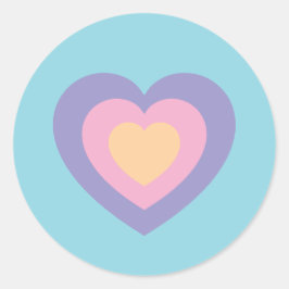 pastel love heart runder aufkleber
