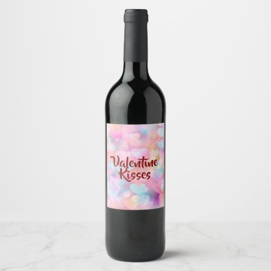 Pastel Love & Romance Valentine Wine Label Weinetikett (Vorderseite)