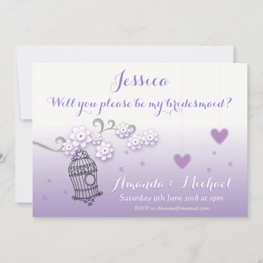 Pastel lovebirds Hochzeit maßgeschneiderte Bridesm Einladung (Vorderseite)