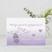 Pastel lovebirds Hochzeit maßgeschneiderte Bridesm Einladung (Stehend Vorderseite)