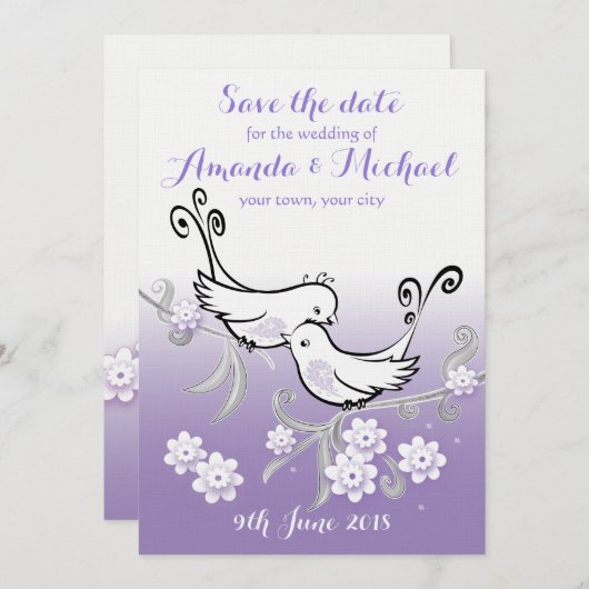 Pastel lovebirds Hochzeit Speichern Sie das Datum  Save The Date (Vorne/Hinten)