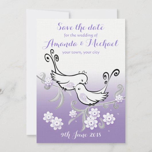 Pastel lovebirds Hochzeit Speichern Sie das Datum  Save The Date (Vorderseite)