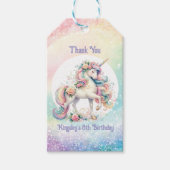 Pastel Lovely Rainbow Unicorn Danke Geschenkanhänger (Vorderseite)