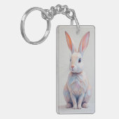 Pastel Low-Poly Bunny Schlüsselanhänger (Vorderseite links)