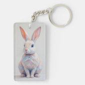 Pastel Low-Poly Bunny Schlüsselanhänger (Rückseite)