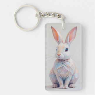 Pastel Low-Poly Bunny Schlüsselanhänger