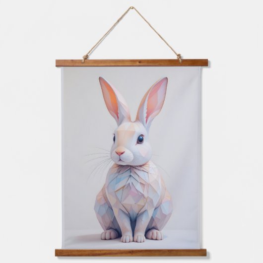 Pastel Low-Poly Bunny Wandteppich Mit Holzrahmen (Vorderseite)