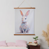 Pastel Low-Poly Bunny Wandteppich Mit Holzrahmen (Schlafzimmer)