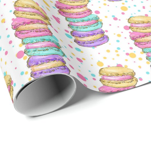Pastel Macaron Birthday Geschenkpapier (Rolleneckpunkt)