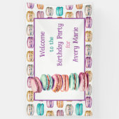 Pastel Macaron Cookie Willkommen bei der Geburtsta Banner (Vertikal)