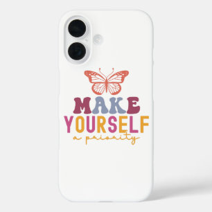 Pastel "Mach dich selbst zur Priorität" Selbstfürs iPhone 16 Hülle