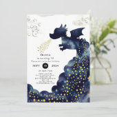 Pastel Magic Dragon Birthday Einladung (Stehend Vorderseite)