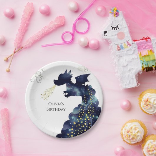 Pastel Magic Dragon Birthday Pappteller (Party)