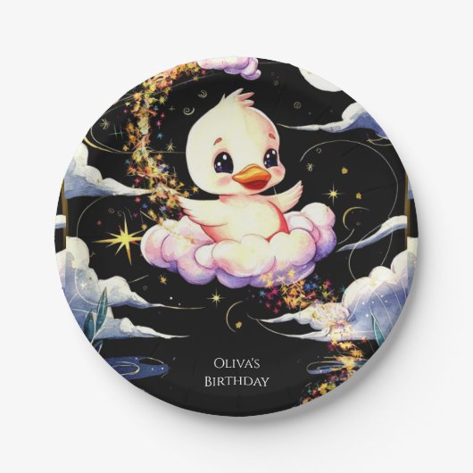 Pastel Magic Duck Birthday Pappteller (Vorderseite)