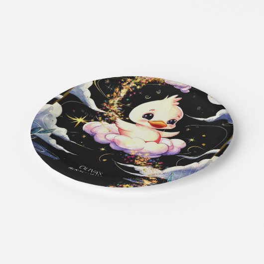 Pastel Magic Duck Birthday Pappteller (Schrägansicht)