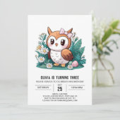 Pastel Magical Digital Owl Geburtstag Einladung (Stehend Vorderseite)