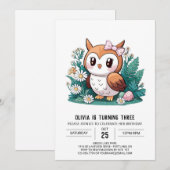 Pastel Magical Digital Owl Geburtstag Einladung (Vorne/Hinten)