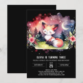 Pastel Magical Fox Geburtstag digital Einladung (Vorne/Hinten)