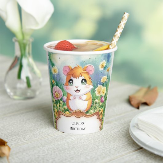 Pastel Magical Hamster Geburtstag Pappbecher (In Situ)