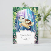 Pastel Magical Kids' Turtle Geburtstag Dankeskarte (Stehend Vorderseite)