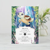 Pastel Magical Kids' Turtle Geburtstag Einladung (Stehend Vorderseite)
