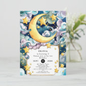 Pastel Magical Moon Birthday Einladung (Stehend Vorderseite)