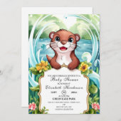 Pastel Magical Otter Baby Dusche Einladung (Vorne/Hinten)