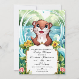 Pastel Magical Otter Baby Dusche Einladung